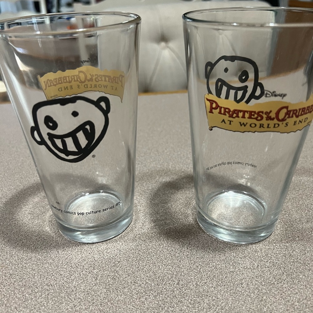 New Pirates Of The Caribbean set of pint glasses , Newbury Comics